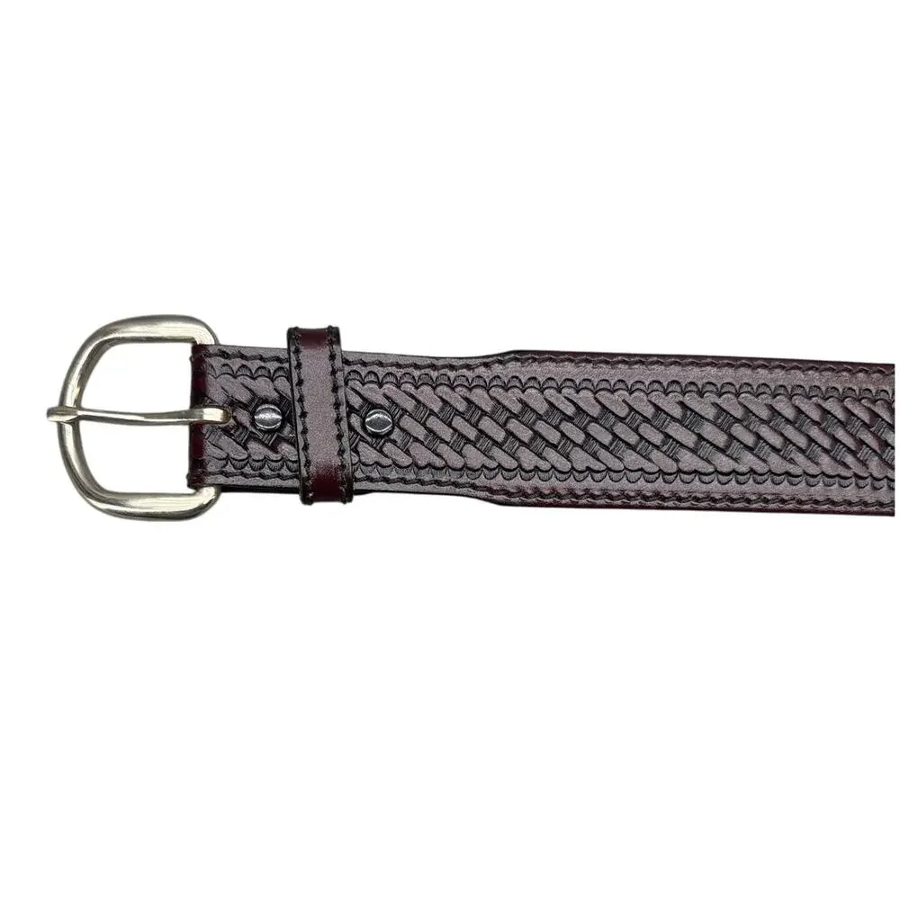 Vintage Brown Leather Braided Western Country Belt Men 30